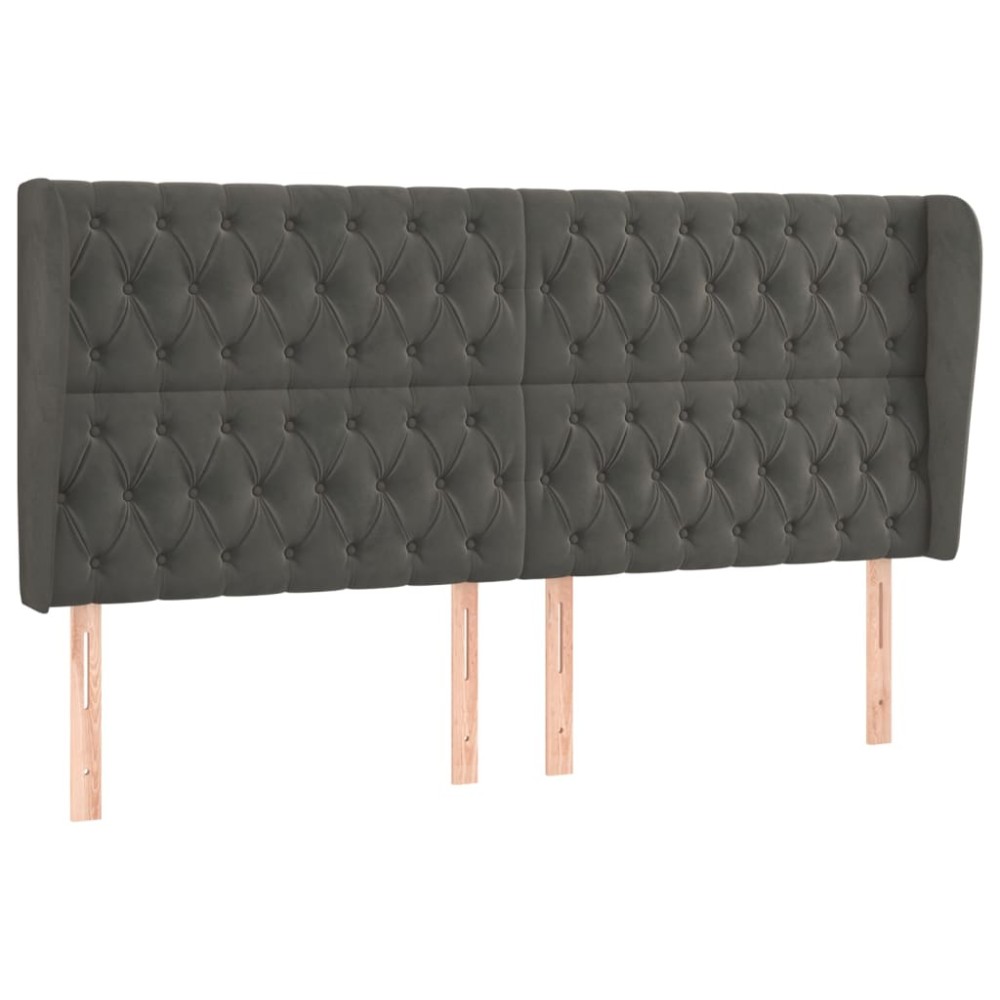vidaXL Tăblie de pat cu aripioare gri închis 183x23x118/128 cm catifea