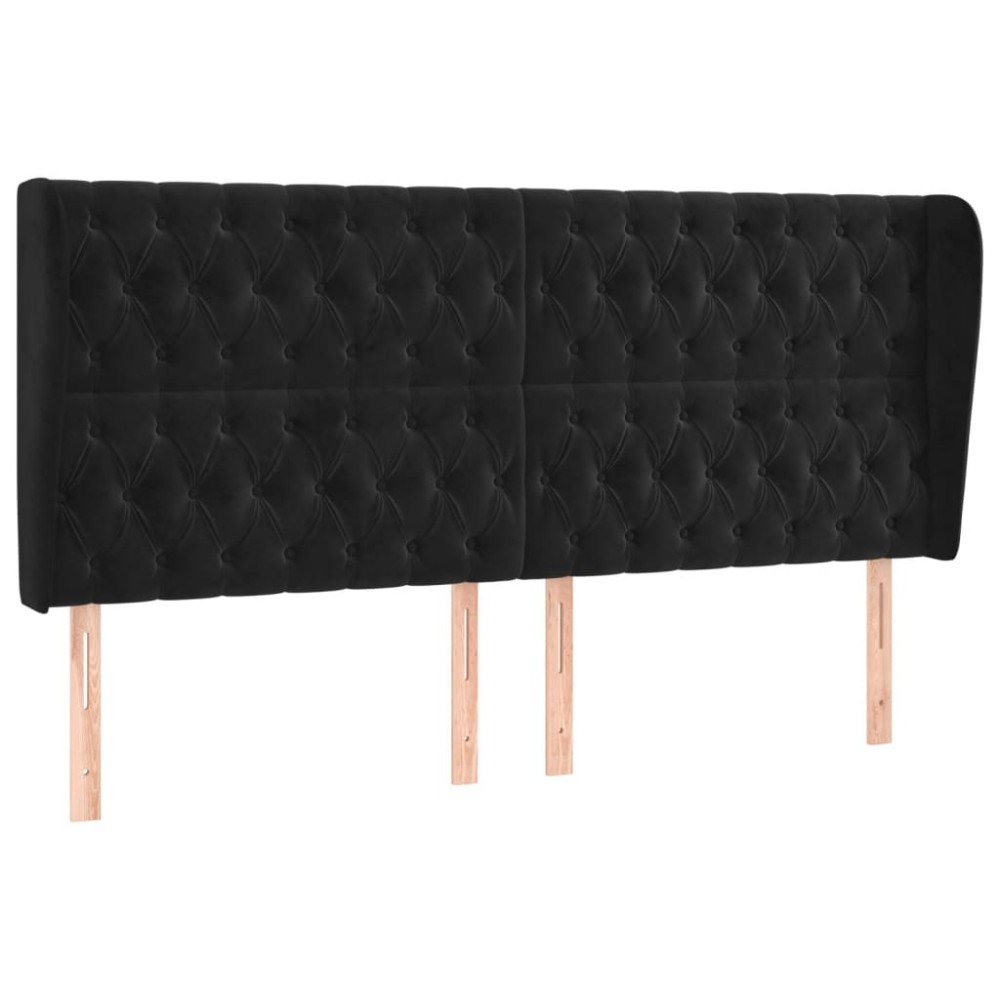 vidaXL Tăblie de pat cu aripioare, negru, 183x23x118/128 cm, catifea