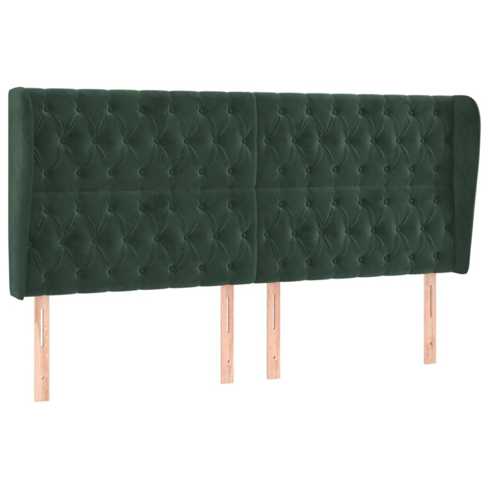 vidaXL Tăblie pat cu aripioare verde închis 183x23x118/128 cm catifea