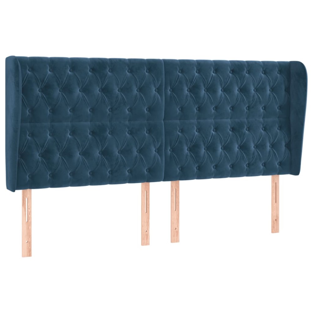 vidaXL Tăblie pat cu urechi albastru închis 183x23x118/128 cm catifea