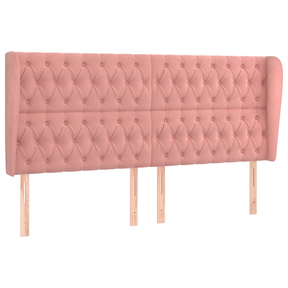 vidaXL Tăblie de pat cu aripioare, roz, 183x23x118/128 cm, catifea