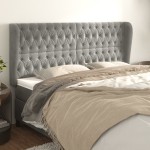 vidaXL Tăblie de pat cu aripioare gri deschis 203x23x118/128cm catifea