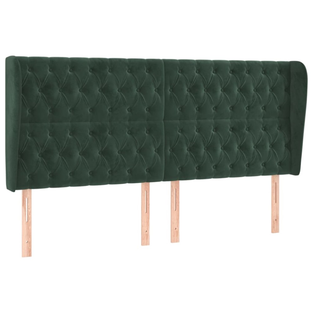 vidaXL Tăblie pat cu aripioare verde închis 203x23x118/128cm catifea