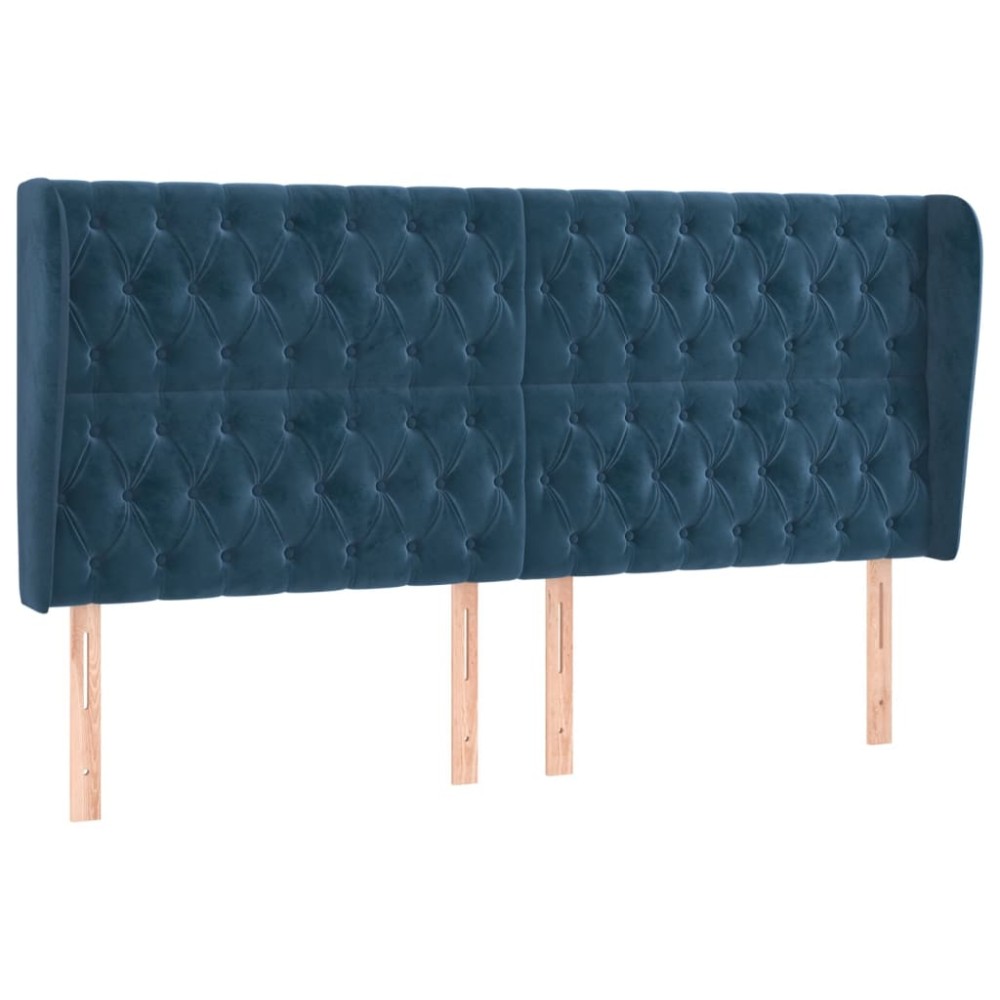 vidaXL Tăblie pat cu urechi albastru închis 203x23x118/128 cm catifea