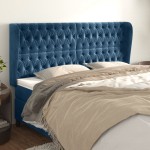 vidaXL Tăblie pat cu urechi albastru închis 203x23x118/128 cm catifea vidaXL Tăblie pat cu urechi albastru închis 203x23x118/128 cm catifea