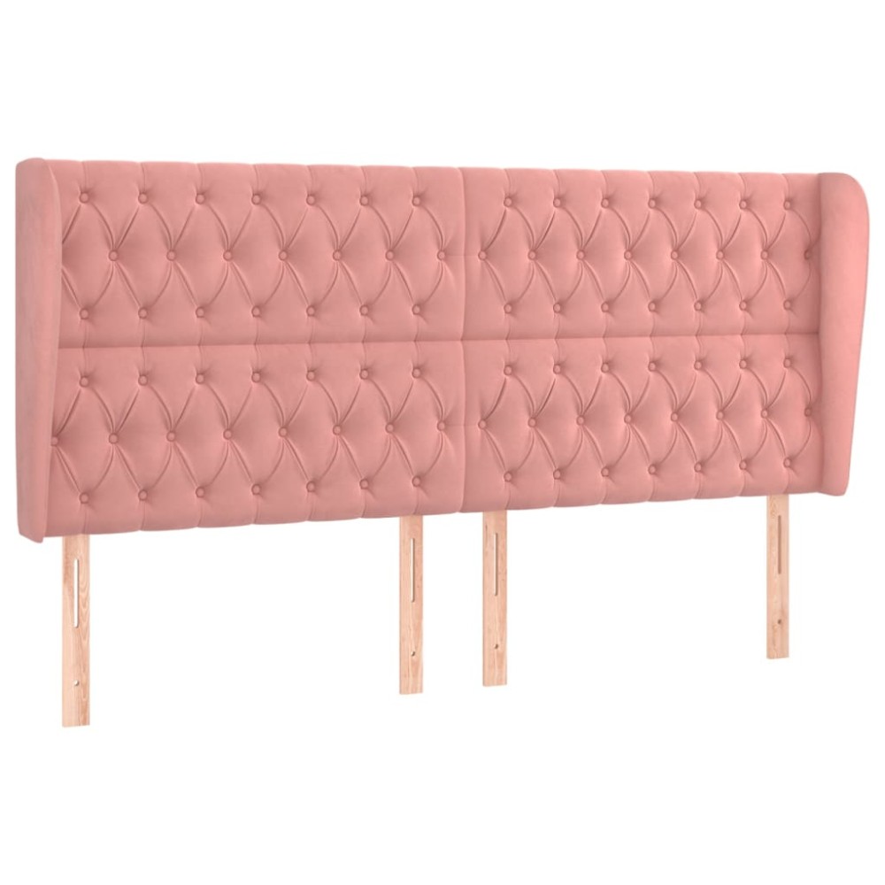 vidaXL Tăblie de pat cu aripioare, roz, 203x23x118/128 cm, catifea