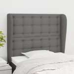 vidaXL Tăblie de pat cu aripioare gri închis 83x23x118/128 cm textil