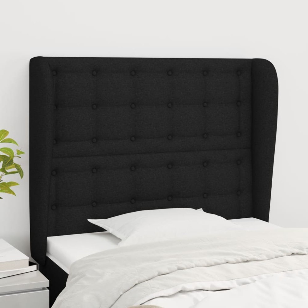 vidaXL Tăblie de pat cu aripioare, negru, 83x23x118/128 cm, textil