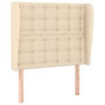 vidaXL Tăblie de pat cu aripioare, crem, 83x23x118/128 cm, textil
