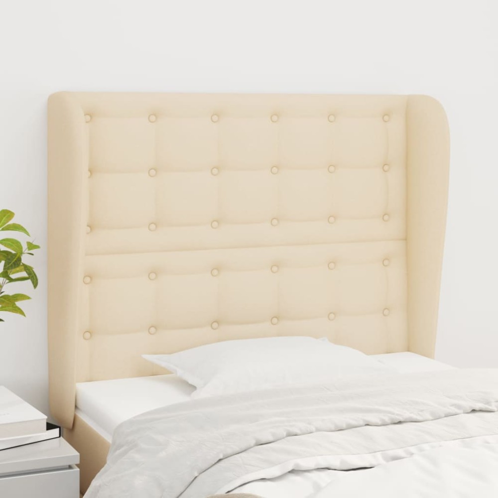vidaXL Tăblie de pat cu aripioare, crem, 83x23x118/128 cm, textil