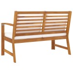 vidaXL Bancă de grădină, perne crem, 114,5 cm, lemn masiv de acacia vidaXL Bancă de grădină, perne crem, 114,5 cm, lemn masiv de acacia
