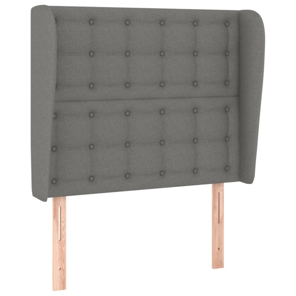 vidaXL Tăblie de pat cu aripioare gri închis 103x23x118/128 cm textil