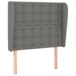 vidaXL Tăblie de pat cu aripioare gri închis 103x23x118/128 cm textil