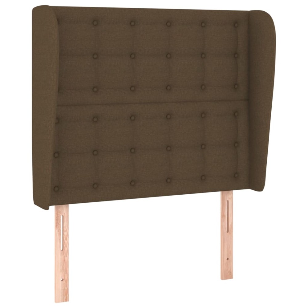 vidaXL Tăblie de pat cu aripioare maro închis 103x23x118/128 cm textil