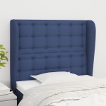 vidaXL Tăblie de pat cu aripioare, albastru, 103x23x118/128 cm, textil vidaXL Tăblie de pat cu aripioare, albastru, 103x23x118/128 cm, textil