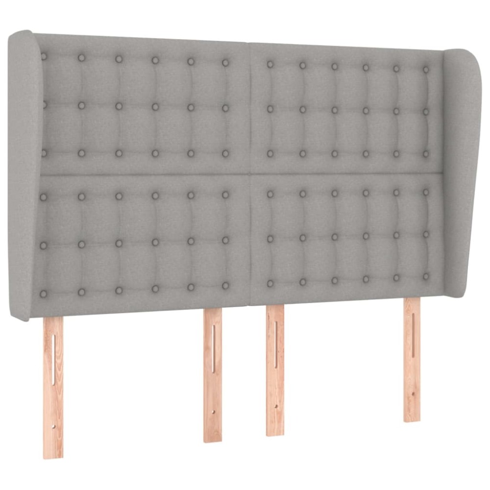vidaXL Tăblie de pat cu aripioare gri deschis 147x23x118/128 cm textil