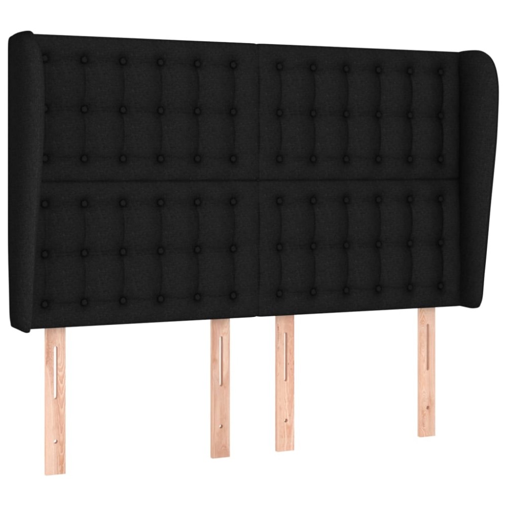 vidaXL Tăblie de pat cu aripioare, negru, 147x23x118/128 cm, textil