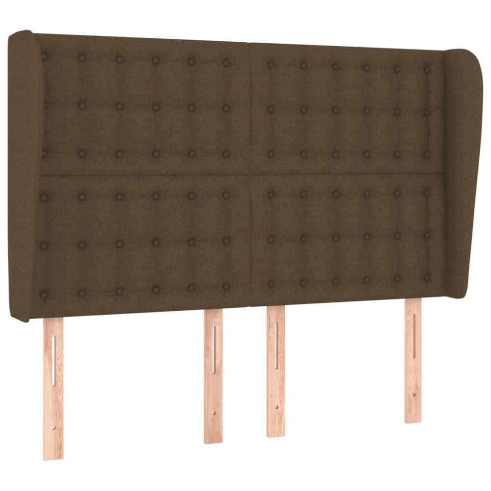 vidaXL Tăblie de pat cu aripioare maro închis 147x23x118/128 cm textil