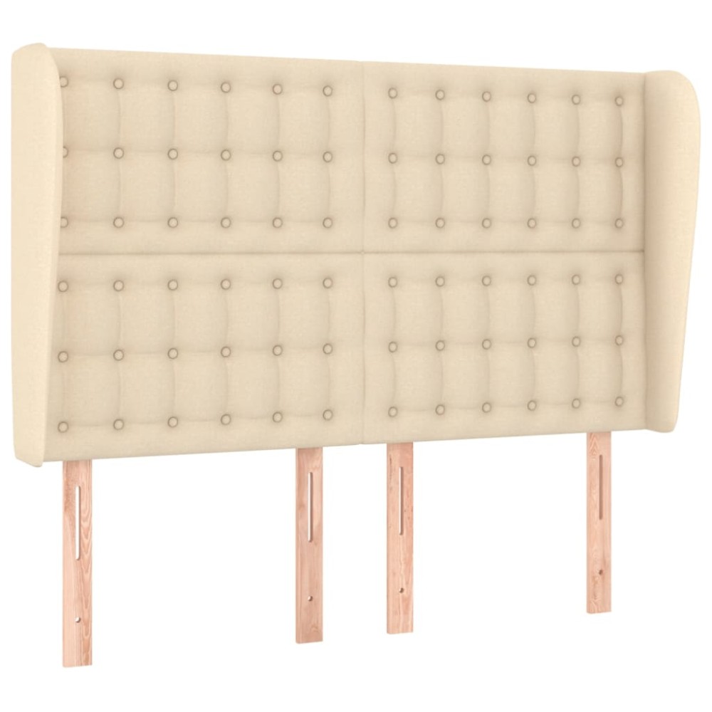 vidaXL Tăblie de pat cu aripioare, crem, 147x23x118/128 cm, textil