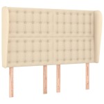 vidaXL Tăblie de pat cu aripioare, crem, 147x23x118/128 cm, textil