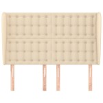 vidaXL Tăblie de pat cu aripioare, crem, 147x23x118/128 cm, textil