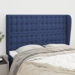 vidaXL Tăblie de pat cu aripioare, albastru, 147x23x118/128 cm, textil vidaXL Tăblie de pat cu aripioare, albastru, 147x23x118/128 cm, textil