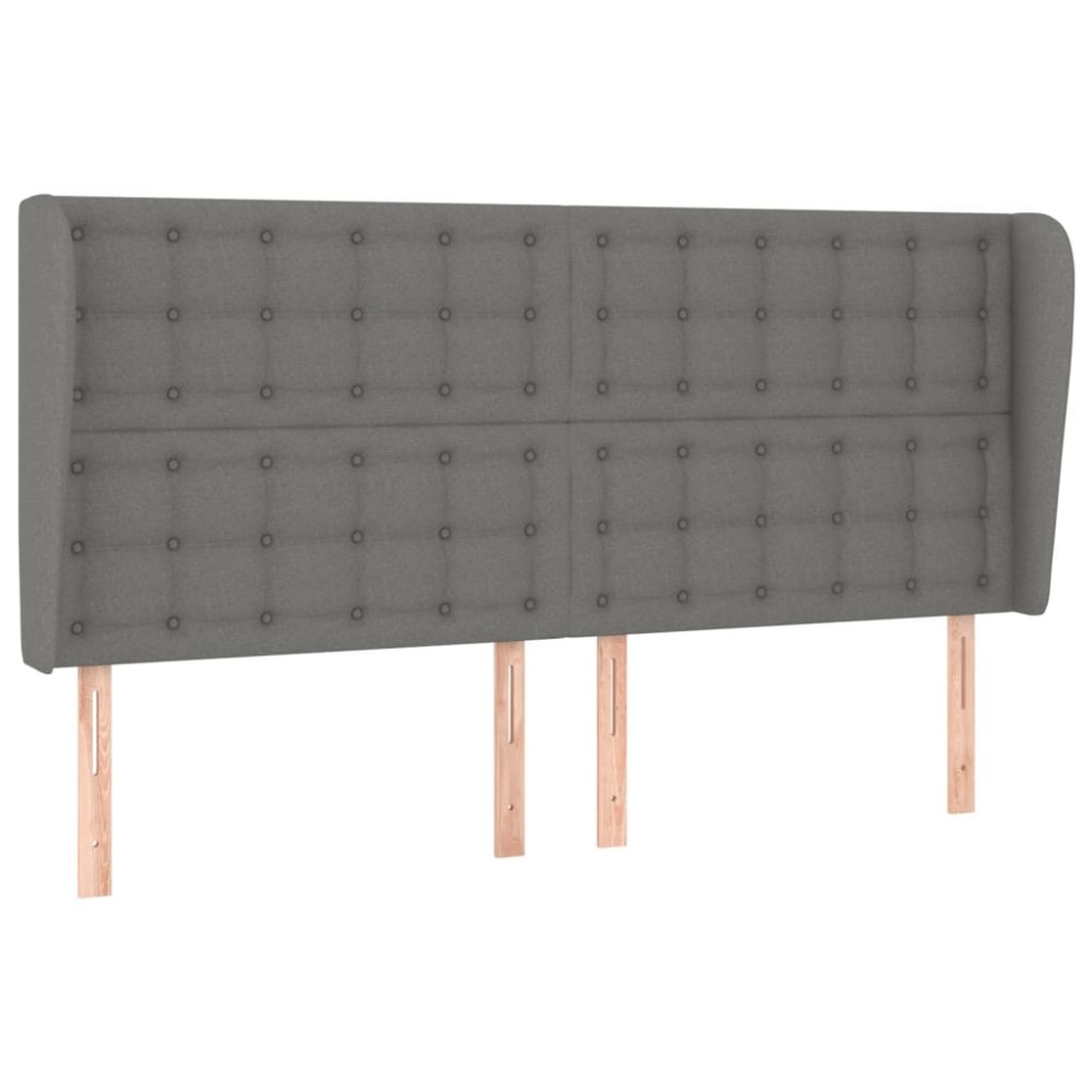 vidaXL Tăblie de pat cu aripioare gri închis 163x23x118/128 cm textil
