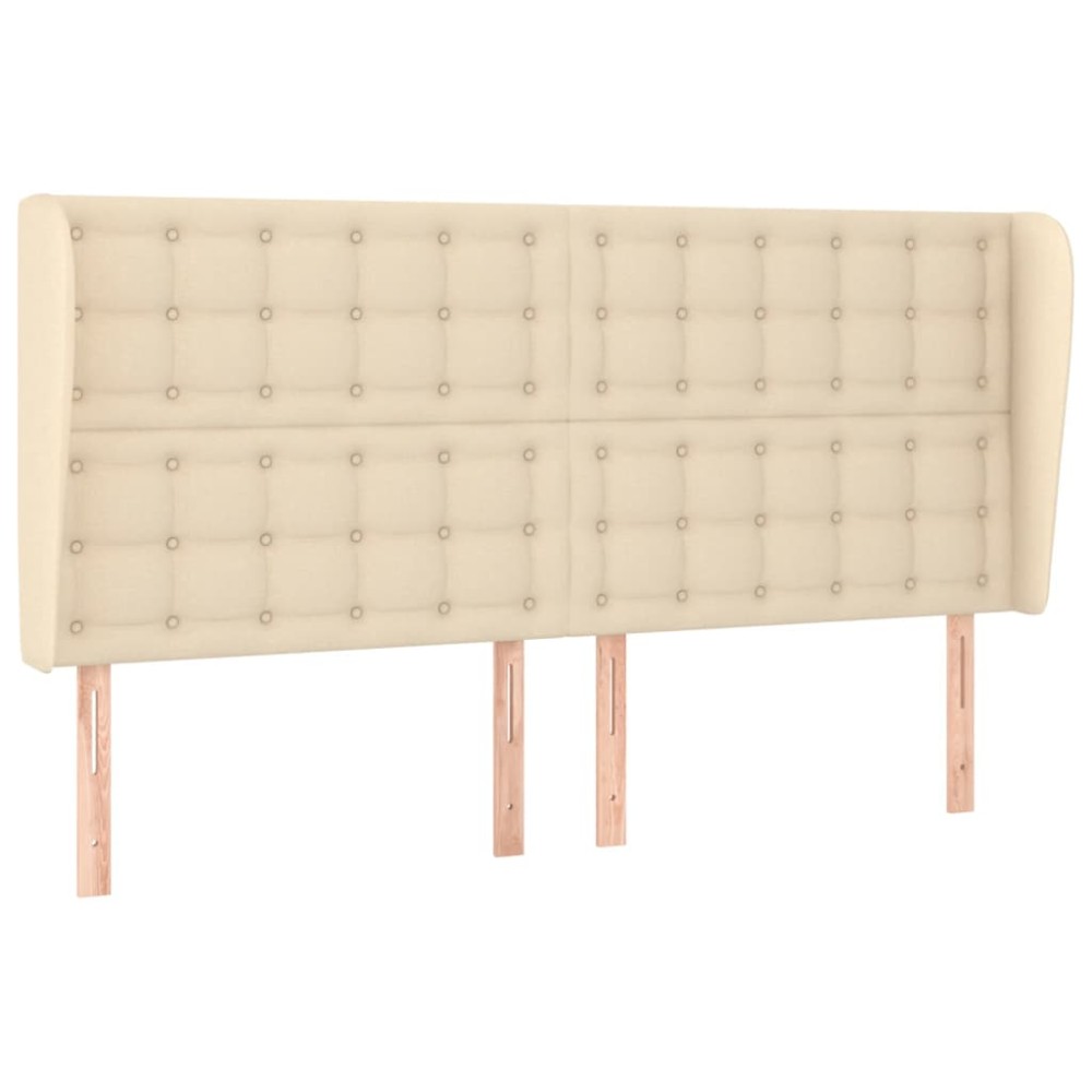 vidaXL Tăblie de pat cu aripioare, crem, 163x23x118/128 cm, textil