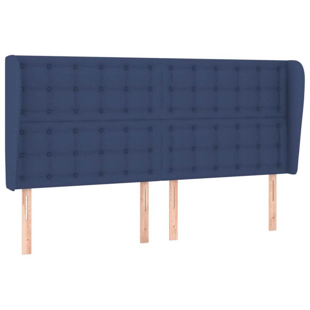 vidaXL Tăblie de pat cu aripioare, albastru, 183x23x118/128 cm, textil