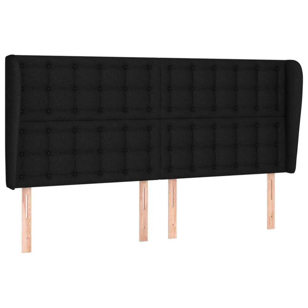 vidaXL Tăblie de pat cu aripioare, negru, 203x23x118/128 cm, textil