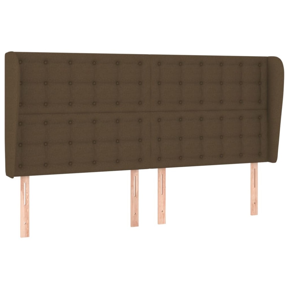 vidaXL Tăblie de pat cu aripioare maro închis 203x23x118/128 cm textil