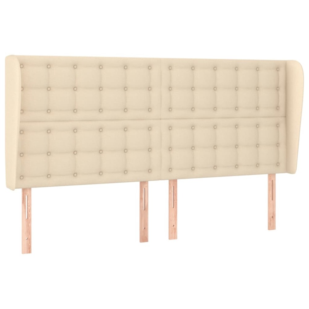 vidaXL Tăblie de pat cu aripioare, crem, 203x23x118/128 cm, textil