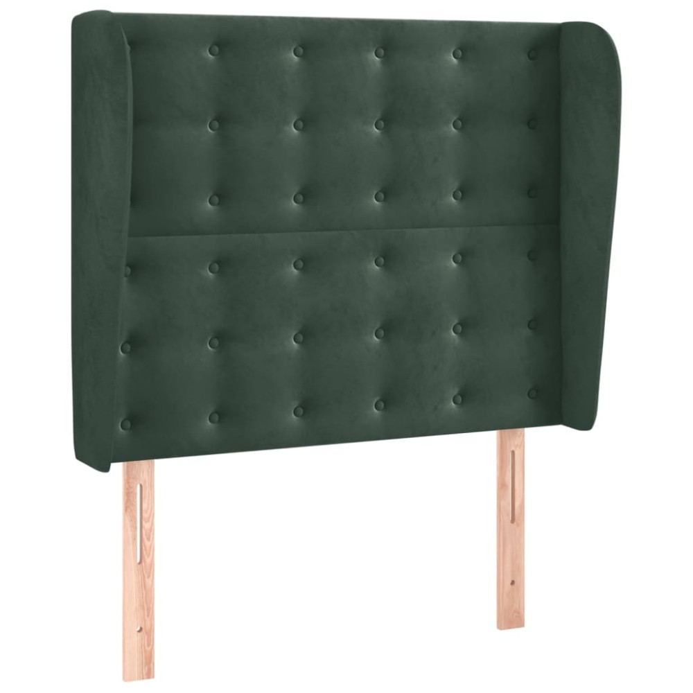 vidaXL Tăblie pat cu aripioare verde închis 93x23x118/128 cm catifea