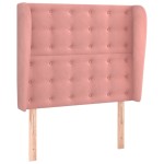 vidaXL Tăblie de pat cu aripioare, roz, 93x23x118/128 cm, catifea