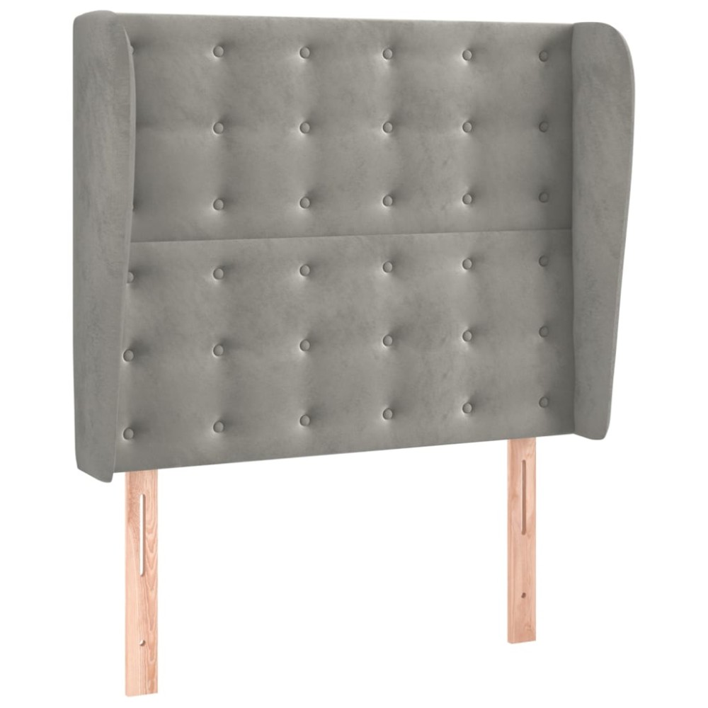 vidaXL Tăblie de pat cu aripioare gri deschis 103x23x118/128cm catifea