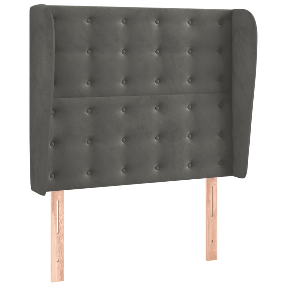 vidaXL Tăblie de pat cu aripioare gri închis 103x23x118/128 cm catifea