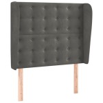 vidaXL Tăblie de pat cu aripioare gri închis 103x23x118/128 cm catifea