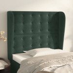 vidaXL Tăblie pat cu aripioare verde închis 103x23x118/128 cm catifea vidaXL Tăblie pat cu aripioare verde închis 103x23x118/128 cm catifea