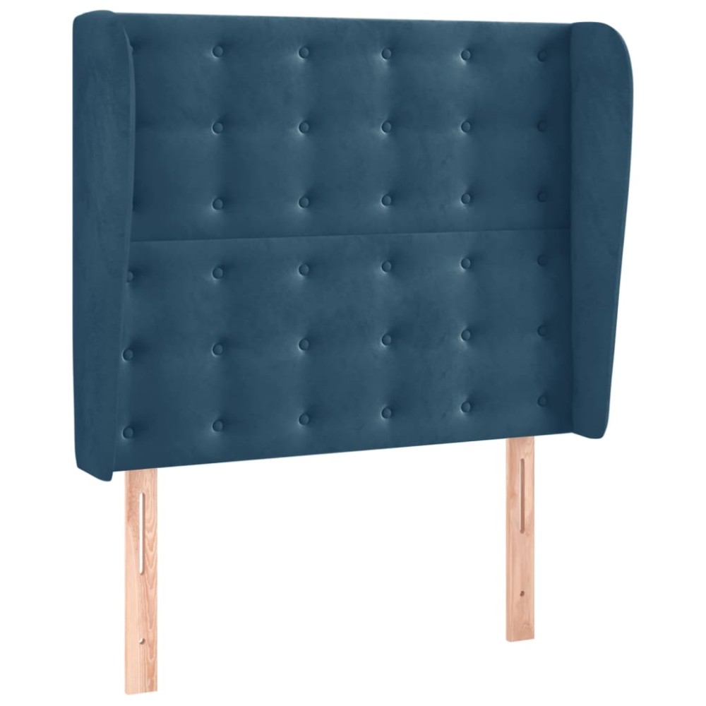 vidaXL Tăblie pat cu urechi albastru închis 103x23x118/128cm catifea