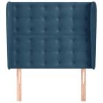 vidaXL Tăblie pat cu urechi albastru închis 103x23x118/128cm catifea vidaXL Tăblie pat cu urechi albastru închis 103x23x118/128cm catifea