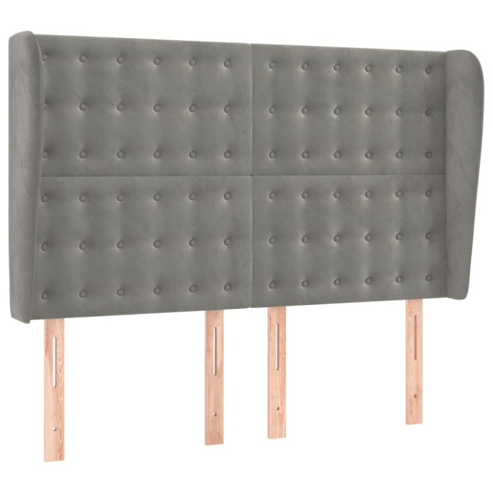 vidaXL Tăblie de pat cu aripioare gri deschis 147x23x118/128cm catifea