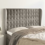 vidaXL Tăblie de pat cu aripioare gri deschis 147x23x118/128cm catifea vidaXL Tăblie de pat cu aripioare gri deschis 147x23x118/128cm catifea