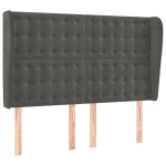 vidaXL Tăblie de pat cu aripioare gri închis 147x23x118/128 cm catifea