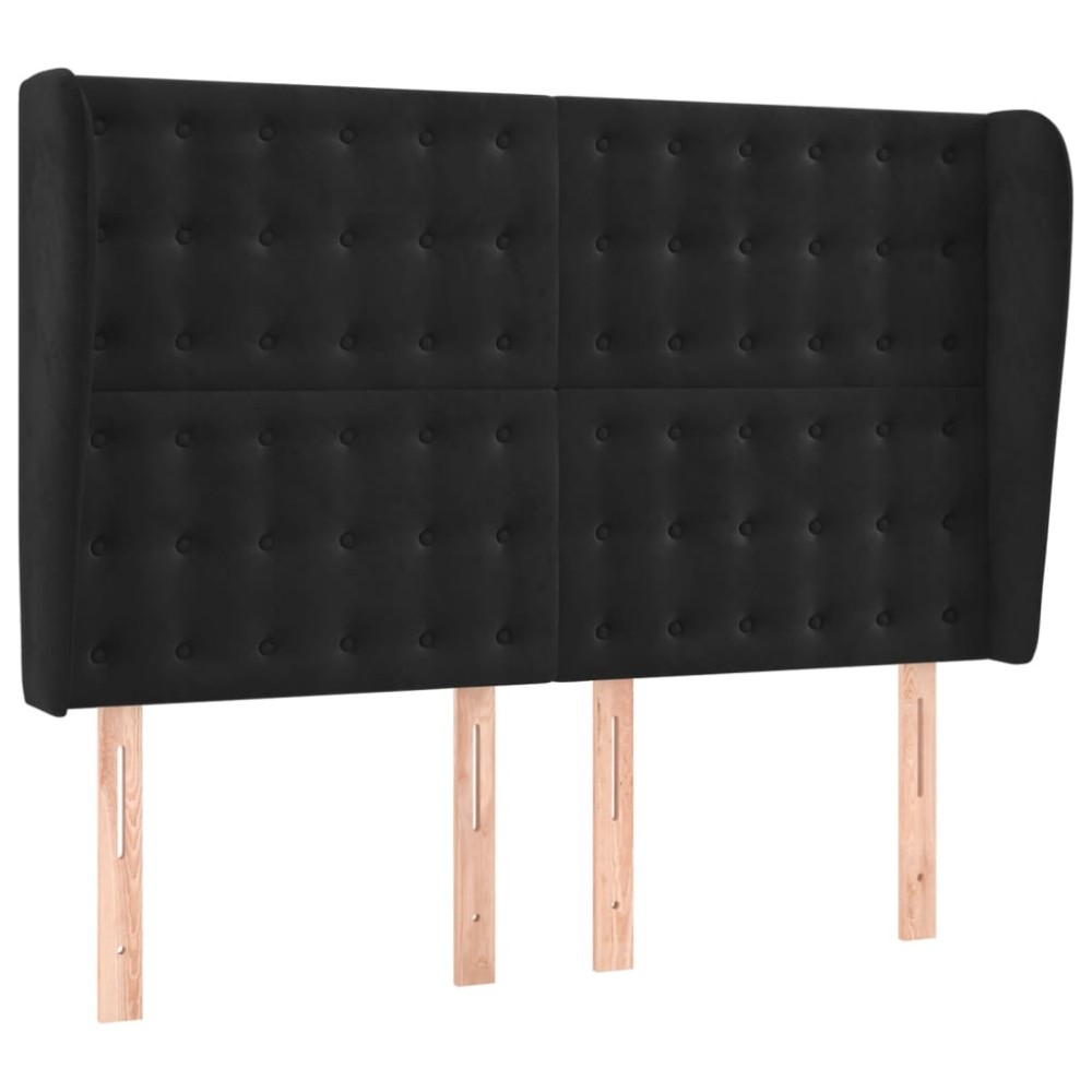 vidaXL Tăblie de pat cu aripioare, negru, 147x23x118/128 cm, catifea
