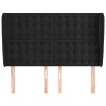 vidaXL Tăblie de pat cu aripioare, negru, 147x23x118/128 cm, catifea