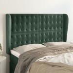 vidaXL Tăblie pat cu aripioare verde închis 147x23x118/128 cm catifea vidaXL Tăblie pat cu aripioare verde închis 147x23x118/128 cm catifea