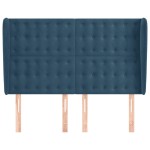 vidaXL Tăblie pat cu urechi albastru închis 147x23x118/128 cm catifea vidaXL Tăblie pat cu urechi albastru închis 147x23x118/128 cm catifea