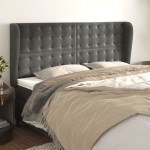 vidaXL Tăblie de pat cu aripioare gri închis 163x23x118/128 cm catifea vidaXL Tăblie de pat cu aripioare gri închis 163x23x118/128 cm catifea