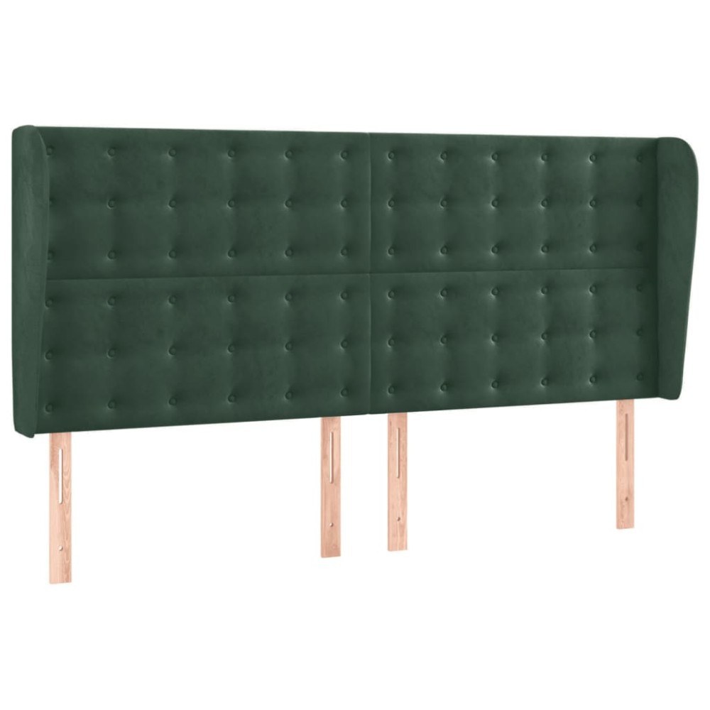 vidaXL Tăblie pat cu aripioare verde închis 163x23x118/128 cm catifea