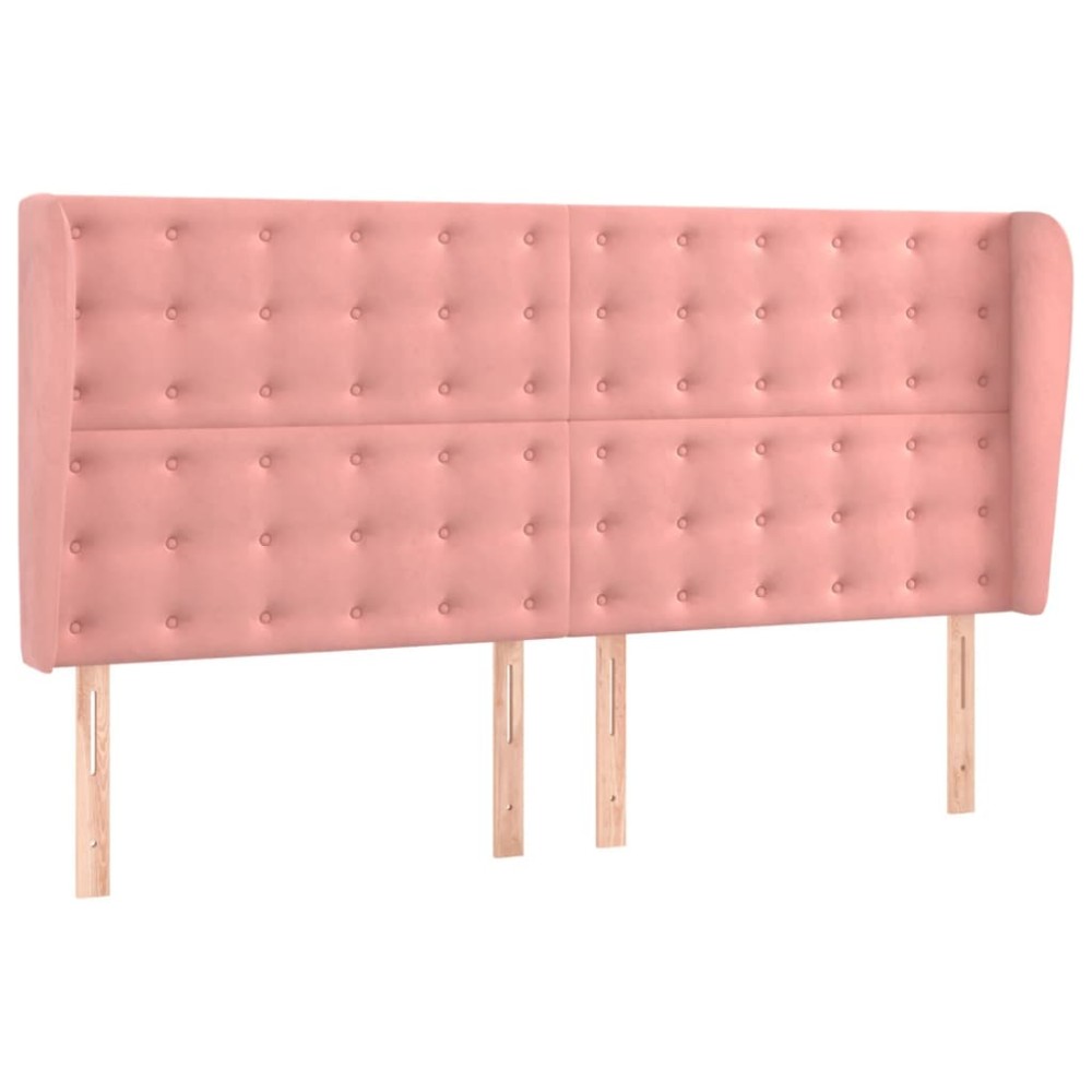 vidaXL Tăblie de pat cu aripioare, roz, 163x23x118/128 cm, catifea